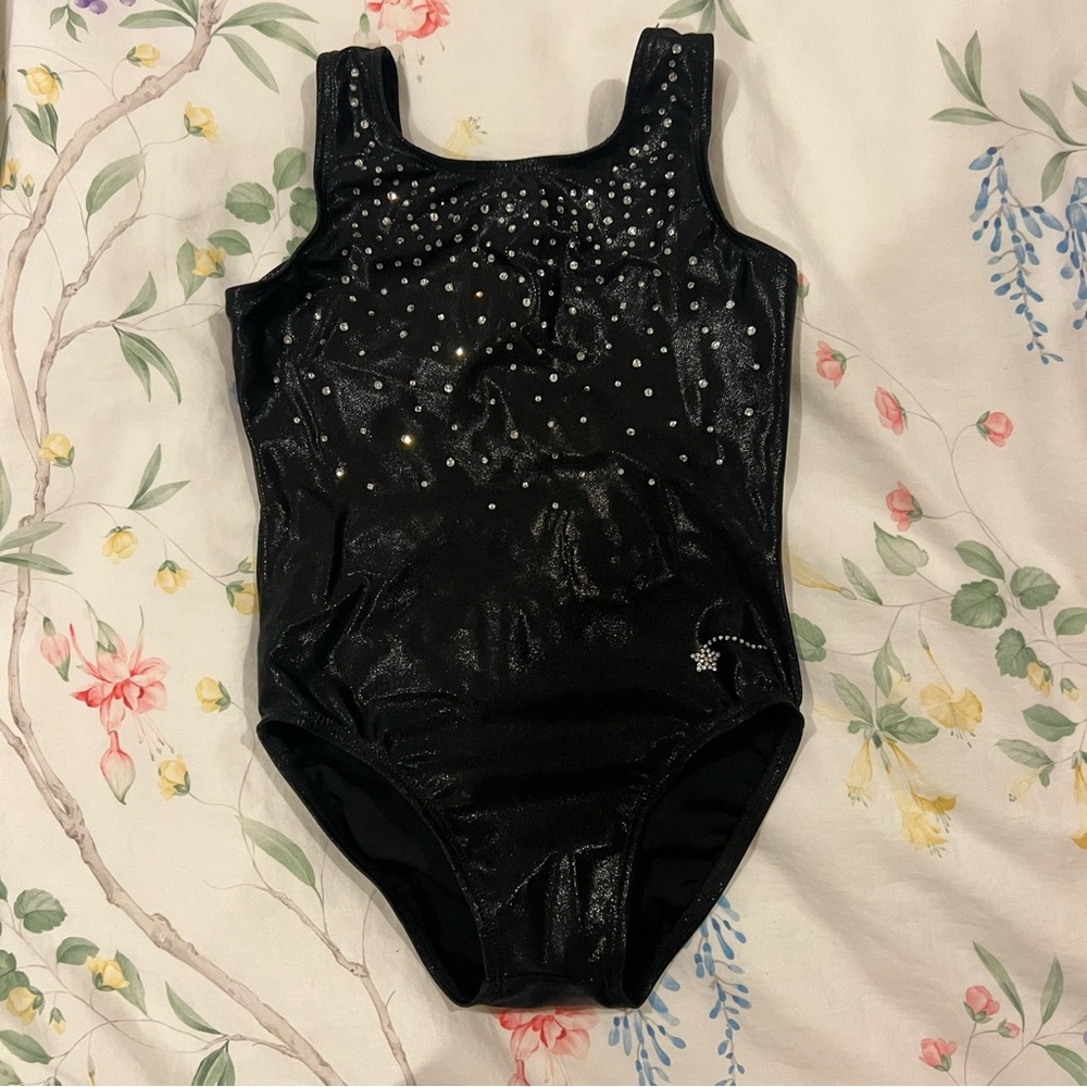 Kids Destira Black Sparkly Leotard gymnastics